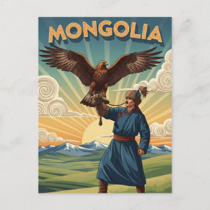 Cartão Postal Caçador de Falcões na Mongólia Viagem