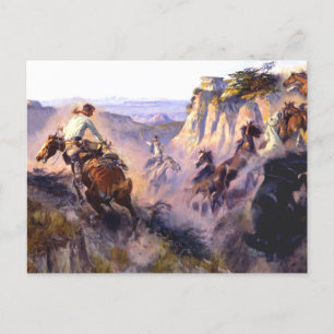 Cartão Postal “Caçadores de Cavalos Selvagens” por Charles M Rus