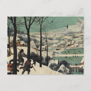 Cartão Postal Caçadores na Neve, obra de arte famosa,