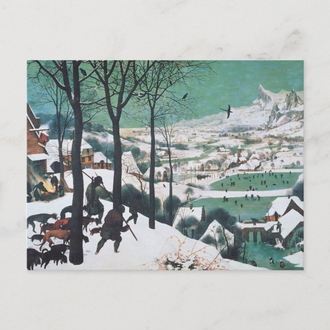 Cartão Postal Caçadores na neve por Bruegel (Frente)