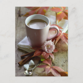 Cartão Postal Cacau russo sazonal e cacau e folhas ainda vivem