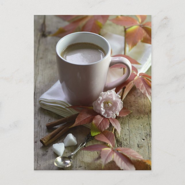 Cartão Postal Cacau russo sazonal e cacau e folhas ainda vivem (Frente)