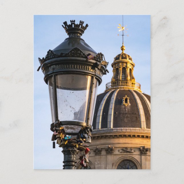 Cartão Postal Cachinhos de amor na Pont des Arts em Paris (Frente)