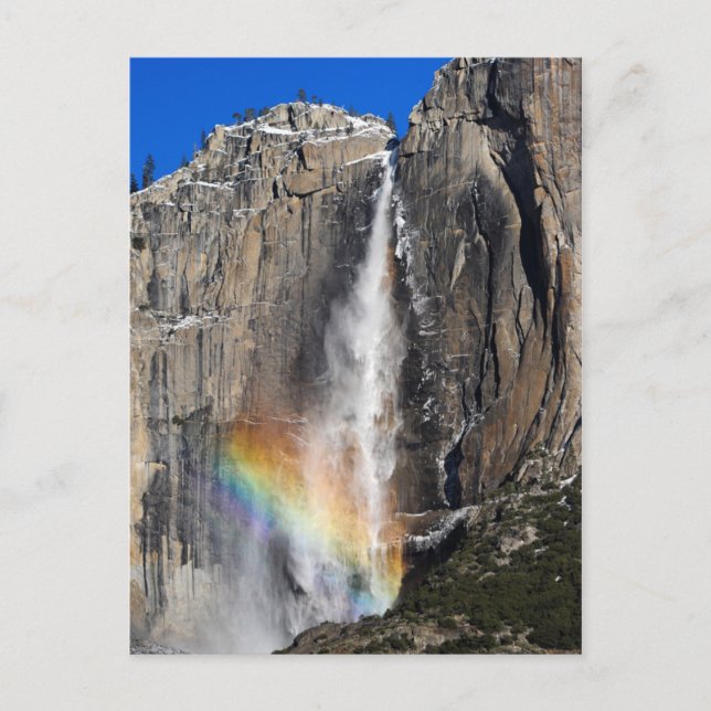 Cartão Postal Cachoeira de Yosemite com Arco-íris (Frente)