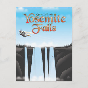 Cartão Postal Cachoeira de Yosemite, pôster de viagem da Califór