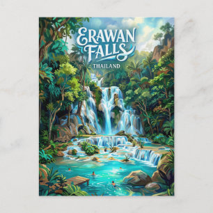 Cartão Postal Cachoeira Erawan Tailândia