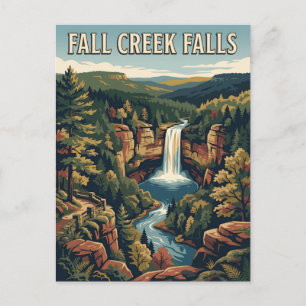 Cartão Postal Cachoeira Fall Creek Tennessee Pôster de Viagem Vi