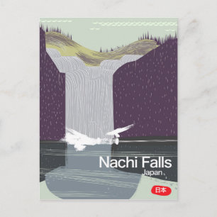 Cartão Postal Cachoeira Nachi Japão pôster de viagem estilo vint