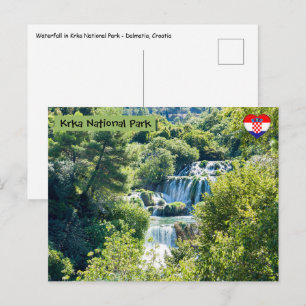 Cartão Postal Cachoeira no Parque Nacional Krka - Dalmácia, Croá