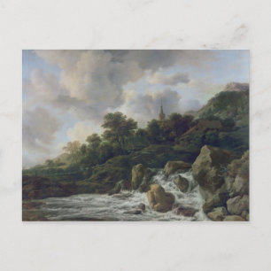 Cartão Postal Cachoeira perto de uma aldeia, c.1665-70