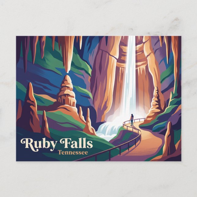 Cartão Postal Cachoeira Ruby Falls Tennessee (Frente)