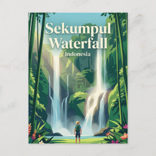 Cartão Postal Cachoeira Sekumpul Indonésia