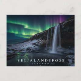 Cartão Postal Cachoeira Seljalandsfoss Islândia Aurora