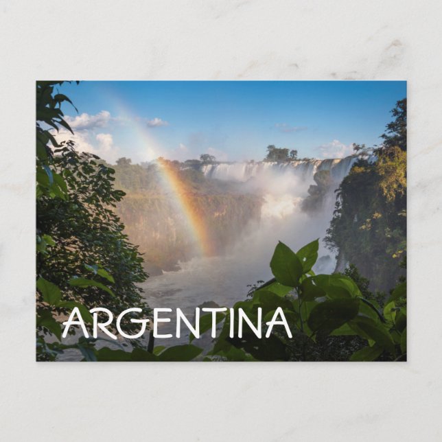 Cartão Postal Cachoeiras de Iguazú com arco-íris, Argentina (Frente)
