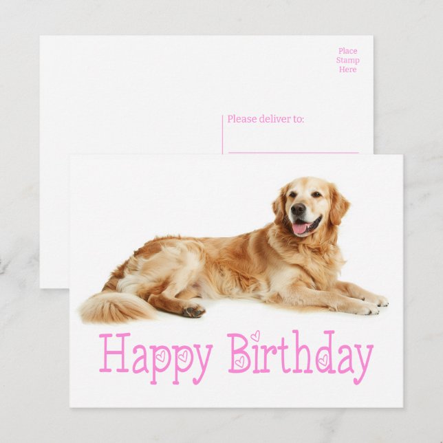 Cartão Postal Cachorrinho Filhote de Golden Retriever Fofo Feliz (Frente/Verso)