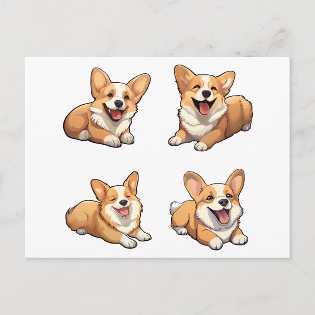 Cartão Postal cachorrinhos de corgi-giz (Frente)