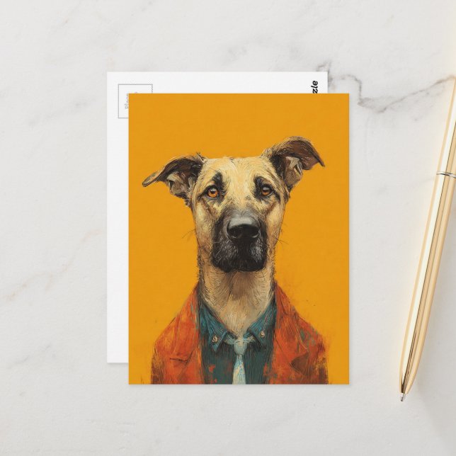 Cartão Postal Cachorro adorável em um terno (Frente/Verso In Situ)