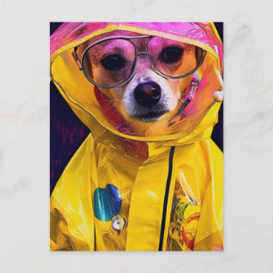 Cartão Postal Cachorro Adorável num cartão-postal amarelo