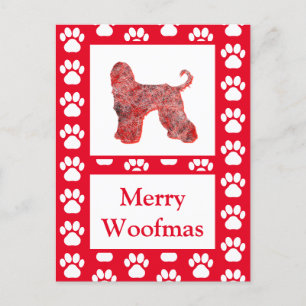 Cartão Postal Cachorro Afegão Silhout Red Felry Natal
