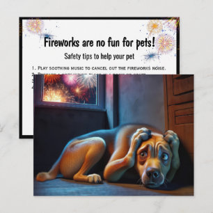 Cartão Postal Cachorro Assustado Assistindo Fogos de Artifício
