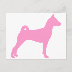 Cartão Postal Cachorro Basenji (em rosa)