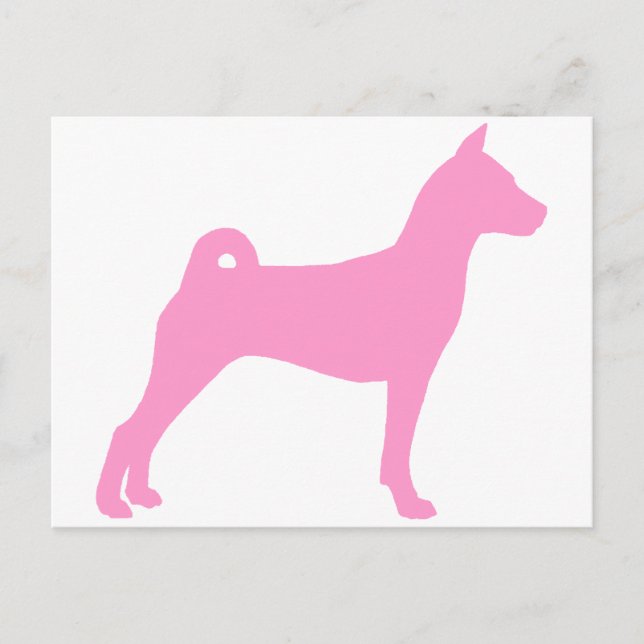 Cartão Postal Cachorro Basenji (em rosa) (Frente)
