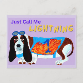 Cartão Postal Cachorro Basset Correndo APENAS ME CHAME DE RELÂMP