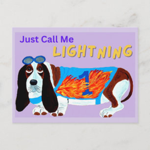 Cartão Postal Cachorro Basset Correndo APENAS ME CHAME DE RELÂMP