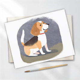 Cartão Postal Cachorro Beagle | Cachorrinho de Estimação Fofo Aq