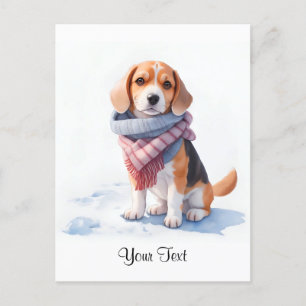 Cartão Postal Cachorro Beagle Filhote Personalizado Aquarela Fof