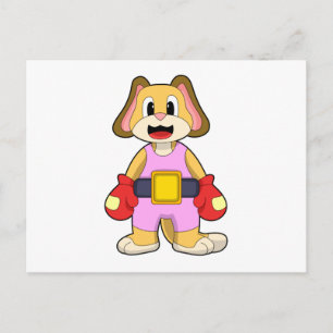 Cartão Postal Cachorro boxeando com luvas de boxe