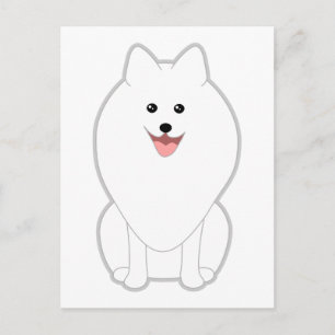 Cartão Postal Cachorro Branco Bonito. Spitz ou Pomeraniano.