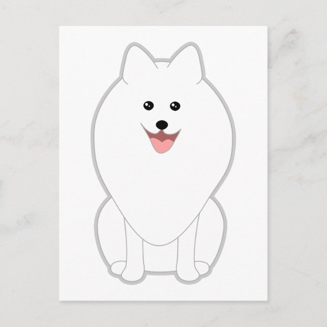 Cartão Postal Cachorro Branco Bonito. Spitz ou Pomeraniano. (Frente)