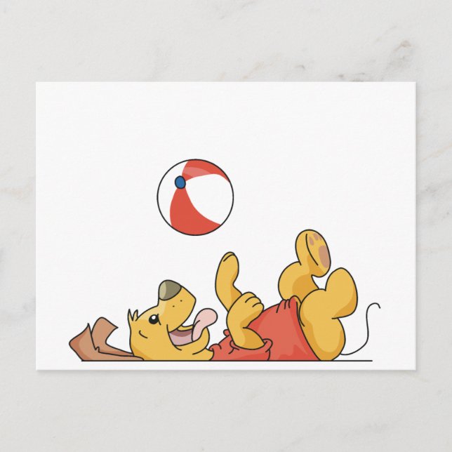 Cartão Postal Cachorro Brincando Com Camisetas e presentes (Frente)