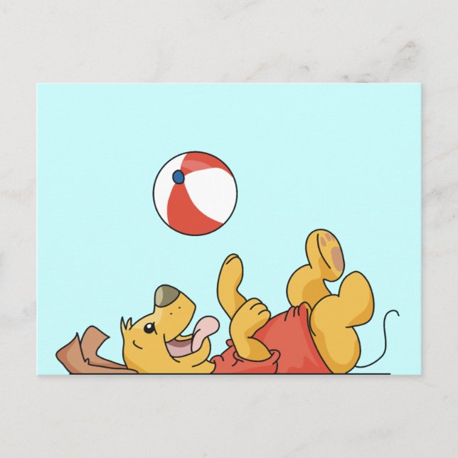 Cartão Postal Cachorro Brincando Com Camisetas e presentes (Frente)