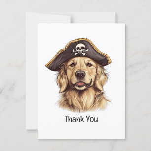 Cartão Postal Cachorro Caveira de Retriever Dourado Pirata Obrig