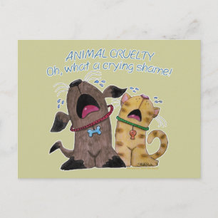 Cartão Postal Cachorro Chorando e Gato - Que vergonha chorar