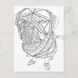 Cartão Postal Cachorro Colorido Cachorro Sentado Colorível