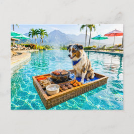 Cartão Postal Cachorro com boia de churrasqueira