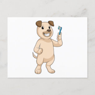 Cartão Postal Cachorro com escova de dentes