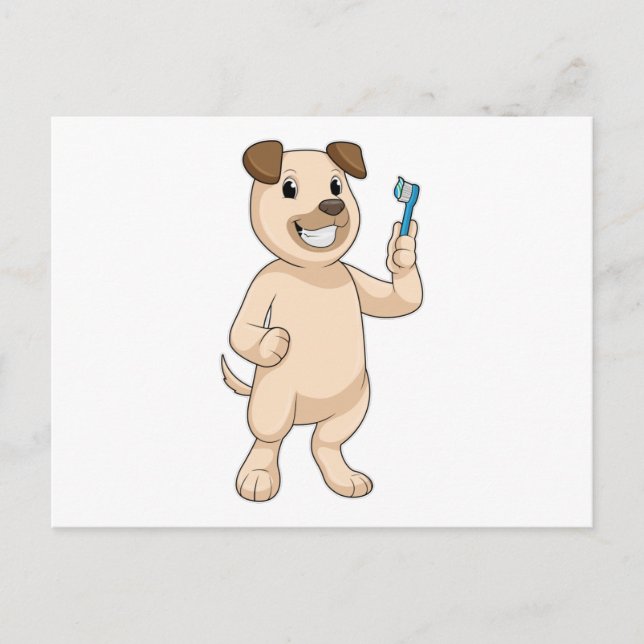 Cartão Postal Cachorro com Escova de Dentes (Frente)