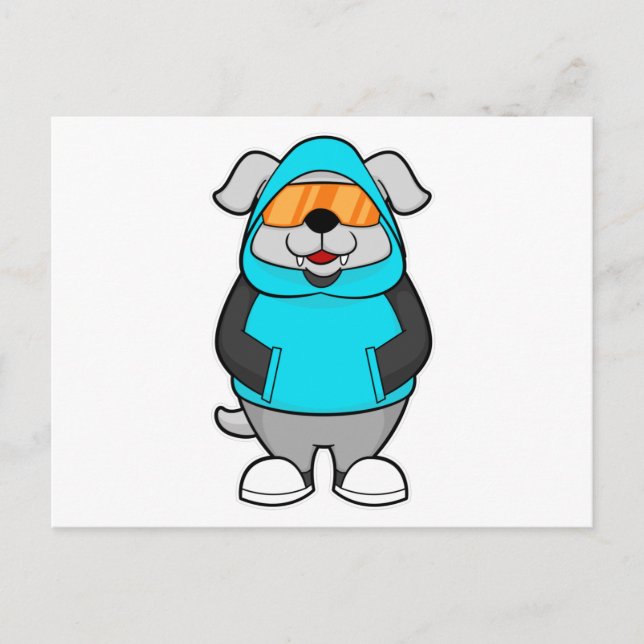 Cartão Postal Cachorro com óculos de sol (Frente)