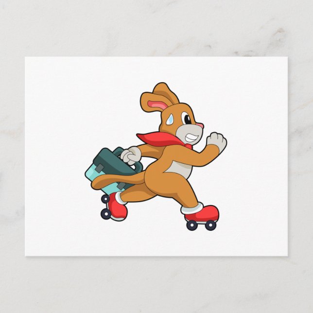 Cartão Postal Cachorro com patins de rodas (Frente)