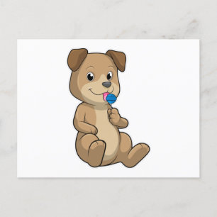 Cartão Postal Cachorro com Pirulito de Doces