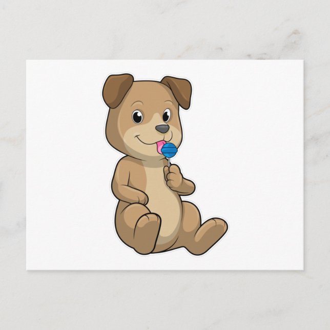 Cartão Postal Cachorro com Pirulito de Doces (Frente)