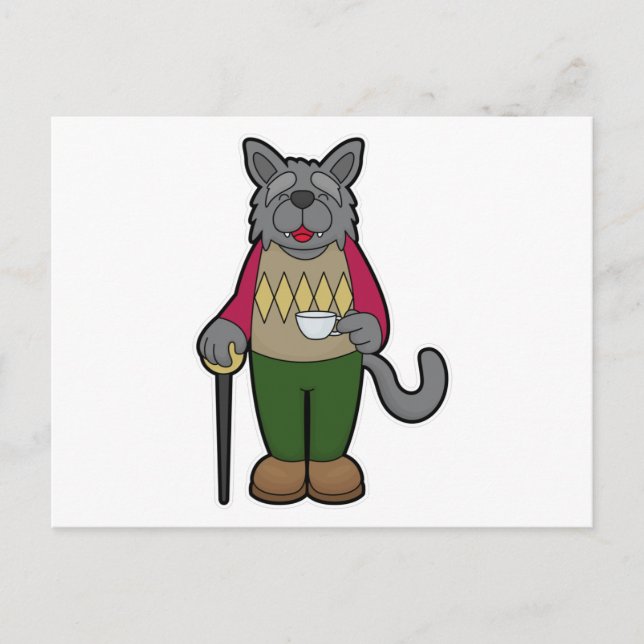 Cartão Postal Cachorro com taça de café (Frente)