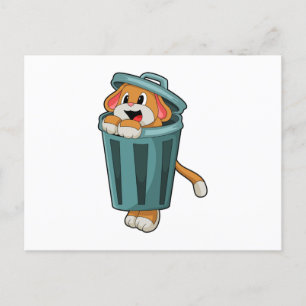 Cartão Postal Cachorro com Trashcan