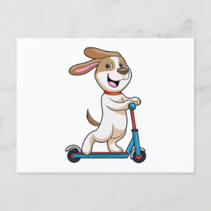 Cartão Postal Cachorro como Biker com Patinete