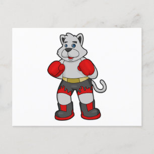 Cartão Postal Cachorro como Boxeador com Luvas de Boxe