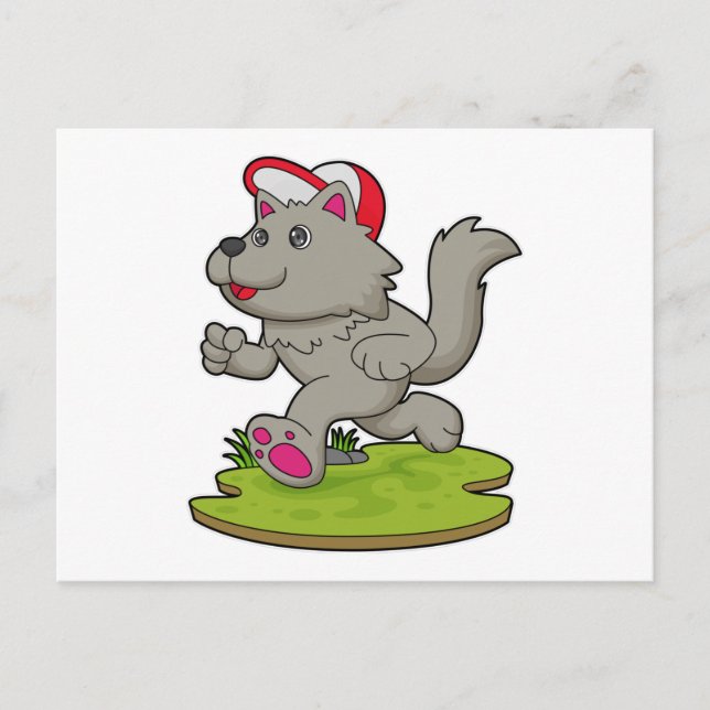 Cartão Postal Cachorro como Corredor com Boné (Frente)